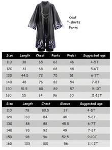 男童团体角色扮演服装 敌对偶像套装 长袍外套+T恤+裤子 3件套 儿童万圣节嘉年华派对装扮 儿童精美服装