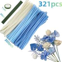 150/300/321 Pcs Pipe Cleaners, Pipe Cleaners Blue, 3colors, Pipe Cleaners Mixed Colors, Pipe Cleaners Craft Flower Kit, DIY Flower Bouquet Kit, Fabric Flower Bouquets Kit, DIY Flower Crafts Kits, Fluffy Pipe Cleaners Craft Supplies, Art And Craft Supplies, DIY Flower Kit For Wedding Mother's Day Gift, Holiday Decoration - 彩色 - 查看 14