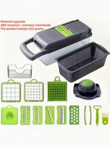 14/16pcs Vegetable Chopper, Multi-Function Fruit Slicer, Handle-Style Food Grinder, Vegetable Slicer, Chopping Bowl Slicer, Onion Chopper With Interchangeable Blades, Potato Shredder, Kitchen Gadgets, Kitchen Tools - Multicolor - View 7