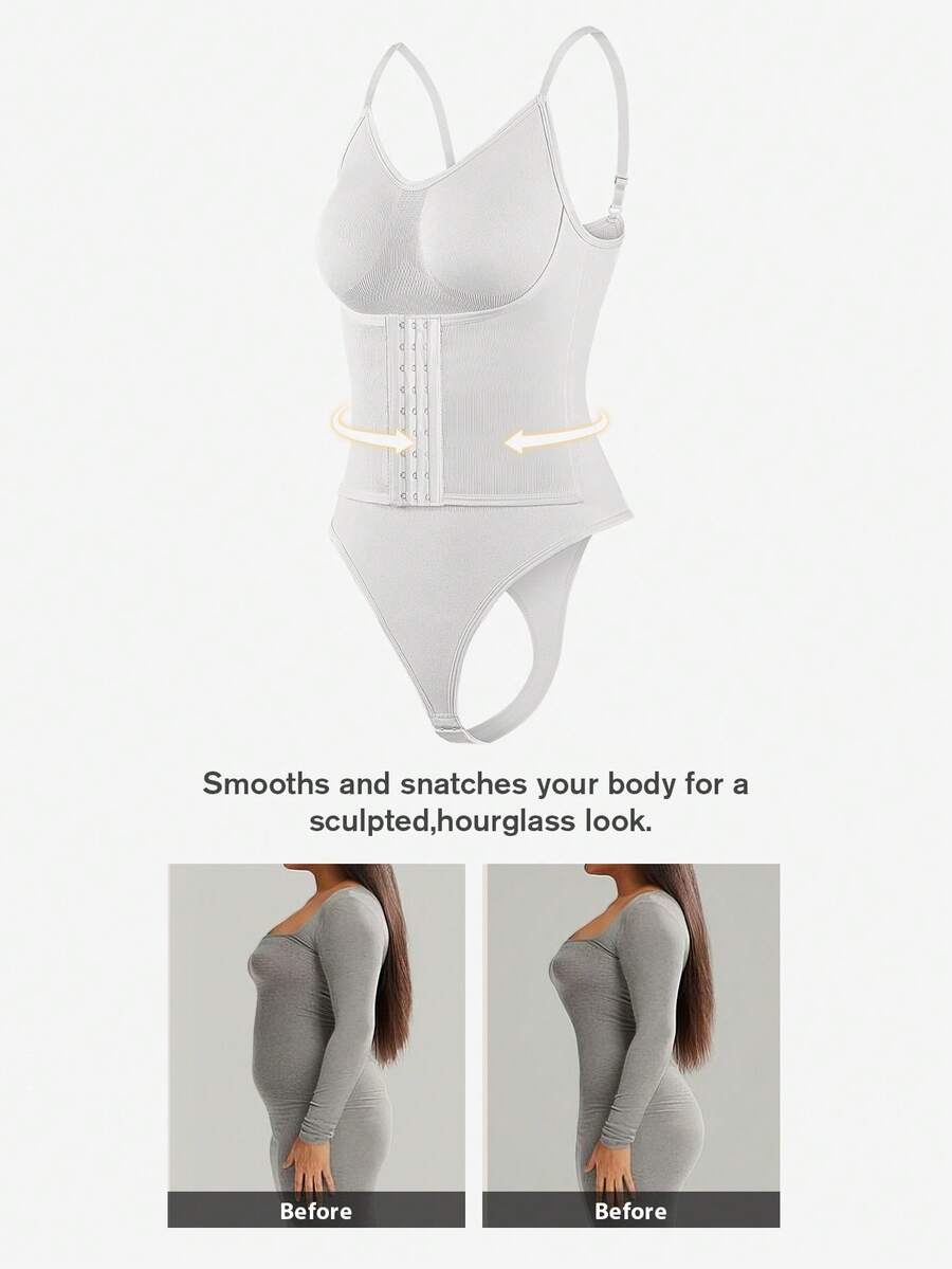 Women's Fashion Waist Shaping Micro-Adjustable Single-Breasted Adjustable Waist Bodysuit - Fully Envelops Fat To Create A Perfect Figure - White - View 1