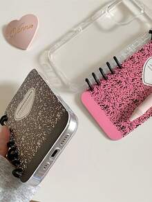 1pc Niche Flip Book Design Black Ink Splash Waterproof, Shockproof, Anti-Fall, Anti-Scratch Phone Case, Compatible With IPhone 11, 12, 12 Pro, 13, 13 Pro, 13 Pro Max, 14, 14 Pro, 14 Pro Max, 15, 15 Pro, 15 Pro Max, 15 Plus, 16, 16 Pro, 16 Pro Max, 16 Plus, 17, 17 Pro And 17 Pro Max - Pink - View 6