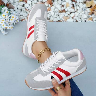 Women's Casual Sneakers, Spring/Summer/Autumn New Outdoor Thick-Soled Fashion Versatile Vacation Style Student Outdoor Hiking Non-Slip Skateboard Flat Shoes