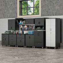 Högkvalitativ rullbarer Metall-Werkzeugschrank – Heavy-Duty Staurum, H101,5 * B76 * D51 cm, Svart/Grau, für Garage, Büro & Haushalt - Svart - Visa 2