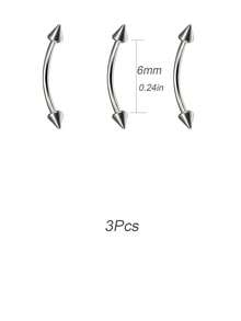 3Pcs Stainless Steel Eyebrow Nail And Eyebrow Ring Curved Acuminate Conical Barbell Eyebrow Nail Earrings Hypoallergenic External Thread Banana Jewelry For Eyebrow Tragus Cartilage Piercing