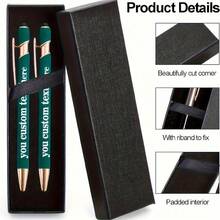 2pcs Customizable Engraved Logo/Name Multi-Function Classic Stylus Ballpoint Pen Set, Retractable, Comes With Elegant Gift Box, Black Ink Pen With Metal Accents, Suitable For Engagement, Wedding, Bridal Shower, Christmas, Valentine's Day Gifts For Her, Office Supplies, Support Company Customization [Custom Text] - Sets - View 17