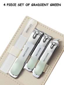 4pcs Stainless Steel Nail Clipper Set, Includes Nail Clippers And Ingrown Toenail Nipper, Unisex Grooming Kit For Travel