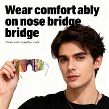 Unisex Fashion Large Frame Sports Sunglasses, Sports Goggles, Outdoor Ski Goggles, Cycling Glasses, Mountain Bike Windproof Glasses, Versatile For Daily Wear And Outdoor Activities, Suitable For All Seasons And Occasions, Ideal For Cycling, Motorcycling, Fitness, Running, Travel And Driving. - Multicolor - View 5