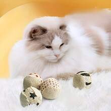 Catnip Toys With Sound, Interactive Chasing Ball, Random Cartoon Pattern, Durable Natural Sisal Material, Battery-Free, Perfect Gift For Cat Lovers, Interactive Cat Toys, Cats & Kittens, Self-Entertainment And Exercise - Multicolor - View 2