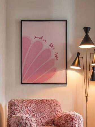 1PC Pink Preppy Coastal Wall Art Canvas HD Print Poster - Vertical Seashell Design With "Under The Sea" Typography, No Frame, Ideal Gift For Teen Girls Room, Bedroom, Bathroom, Office & Home Decor, Bedroom Artwork, Bathroom Decor, Unframed Artwork, BeachHouse Decor