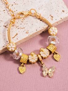 Ett enkelt och trendigt armband med fjärilsblommor, gör-det-själv-armband för kvinnor, daglig dejtingserie - Fjäril - Visa 1