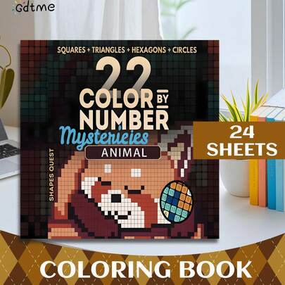 Tarea de colorear de 22 dígitos: Libro de actividades de colorear para adultos, ayuda a aliviar el estrés y mejorar la atención, 24 páginas impresas a doble cara en papel grueso, ideal como regalo para Pascua, Día de la Madre y regreso a la escuela, artículos de papelería