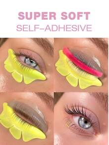 1Pair/2Pcs Eyelash Lift Rod, Reusable Lower Lash Lift Pads, Free Glue Lash Perming Shields For Eyelash Lifting & Lash Tinting,Makeup Beauty Lash Lift Tools(Yellow) - Yellow - View 5