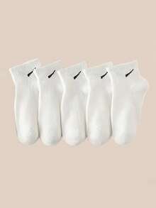 5/10/20 Paar Damen Socken: Schwarz-Weiß gestreift, einfacher Clown-Stil Knöchelsocken, diagonale Riemen-Socken, weich & bequeme Sportssocken - Schwarz und Weiss - Übersicht 11