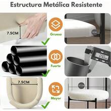 GOMYHOME Sillas de Comedor Modernas con Respaldo Ahuecado Tapizadas en Tela Suave Asiento Amplio y Cómodo Patas de Metal Resistentes para Cocina Sala o Dormitorio Beige - Beis - Ver 5