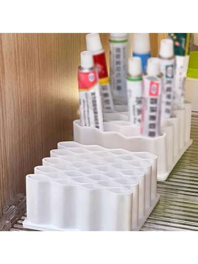 Storage Box - A Desktop Organizer For Creams And Ointments, Suitable For Pens, Stationery, Makeup Brushes, Toothbrushes, Paints, And Drawing Supplies. 32-Compartment Multi-Layer Vertical Storage - Sturdy , Black And White Design, With Labeled Dividers - Space-Saving Storage Rack Suitable For First Aid Supplies, Medicines