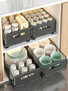 1/2 cái kệ đựng đồ kéo ra, kệ đựng thực phẩm trượt chịu lực cao, kệ đựng thực phẩm kiểu ngăn kéo trượt, thích hợp cho nhà bếp, phòng khách, nhà ở, lưu trữ dưới bồn rửa nhà bếp, phòng đựng thực phẩm, phòng tắm, tủ bếp, kệ lưu trữ, dụng cụ sắp xếp, vách ngăn ngăn kéo, giá đỡ, dụng cụ sắp xếp nhà bếp, dụng cụ sắp xếp tủ. - màu đen - Xem 4
