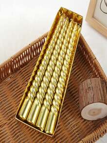 1 Kotak/4 buah Lilin Spiral Vintage, Ciptakan Suasana Makan Malam Romantis, Tanpa Aroma, Tidak Menetes, Lilin Spiral, Lilin Dekorasi Rumah, Cocok untuk Makan Malam, Pesta, Pernikahan, Gereja, Meja Makan - MultiWarna - View 8