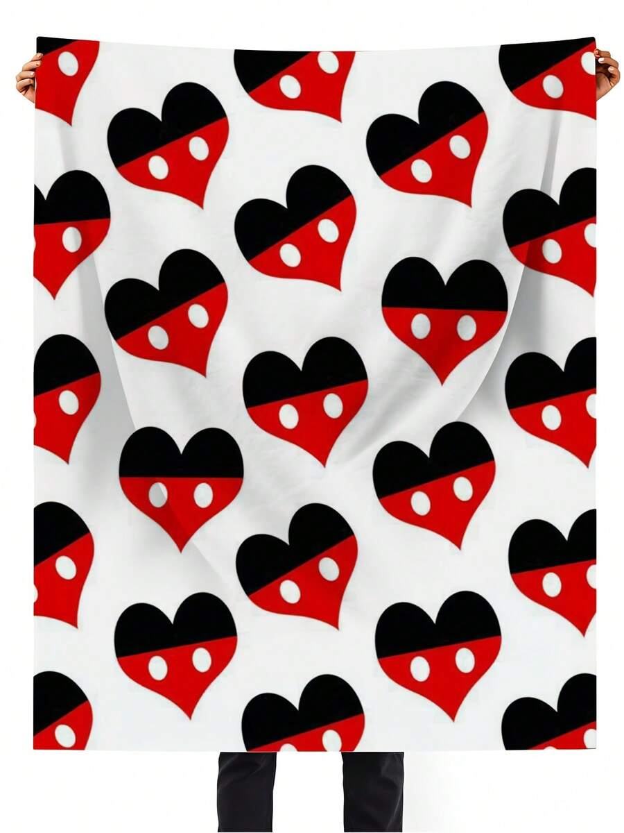 Mickey Mouse Heart Pattern Blanket Soft Fleece Throw Cover For Home Decor Bedroom Living Room Cozy Warm Comforter - 彩色 - 查看 1