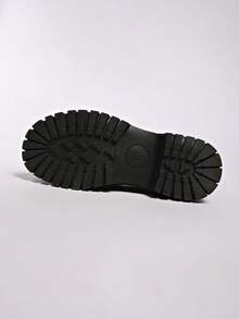 女士厚底一脚蹬乐福鞋，纯色，朋克优雅学院风，纯金属装饰，舒适百搭 - 酒紅色 - 查看 8