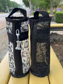 1 pezzo Borsa a secchiello multifunzione grande in rete con motivo Sanrio Kitty, portabile, in piedi da sola, borsa per cosmetici, accessorio da viaggio - Multicolore - Visualizzare 3