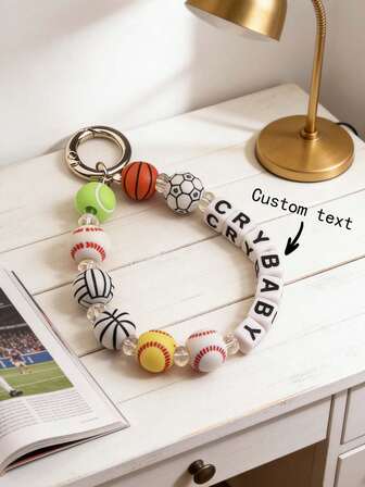 พวงกุญแจแบบกำหนดเอง, พวงกุญแจลูกปัดลูกบอลแบบสปอร์ต, จี้พวงกุญแจลูกปัดตัวอักษรแบบกำหนดเอง, เหมาะสำหรับวันเกิด, วันวาเลนไทน์, งานฉลองครบรอบ, ของขวัญสำหรับแฟน, แฟน, เพื่อนสนิท