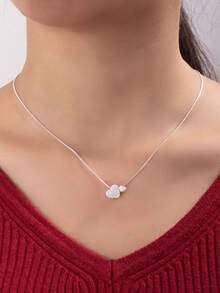 1pc Elegant, Fashionable, Heart-Shaped Pendant Necklace, Versatile, Simple, Korean Style