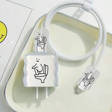 5pcs Cartoon Puppy Design USB Cable Protector Set, Compatible With IPhone 18W/20W/35W Fast Charging Cable, Cute Puppy Theme Design, Data Cable Head Protector, Cable Storage Box | Epoxy Design | Durable Cable Protector, Cable Storage Box - Transparent 2 - View 7