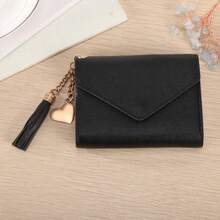 Carteira personalizada em formato de coração com tassel e texto personalizado, porta-cartões feminino, presente para madrinhas, presente para recém-casadas, presente perfeito para namorada, carteira colorida, fofa, charmosa, divertida e kawaii para mulheres, mini carteira, carteira pequena, carteira fofa. - Multicolorido - Ver 12