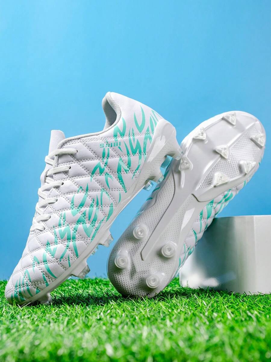 SAIBI Men's Football Shoes, Football Cleats, Training Sports Shoes Suitable For AG/FG Fields, Indoor/Outdoor, Women's Professional Sports Shoes, Lightweight Professional Sports Football Cleats, Men's Training Sports Shoes - White - View 1