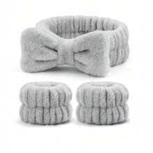 1pc Headband / 2pcs Wristband / 3sets Spa Headband, Makeup Headband, Facial Headband, Skincare Headband, Bow, Polka Dot, Spa Headband, Wristband, Women And Girls Hair Accessories Set - Multicolor - View 12