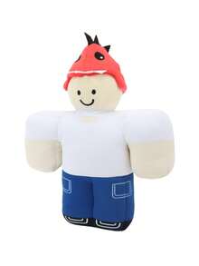 27cm/10.62in Dino Kid Plush 99 Nights In The Forest Red Hat And White Clothes Person Stuffed Animals Plushies Decorate Creative Gifts For Kids Birthday Party Home Girls Room Decor Game Collector - Blue and White - View 4