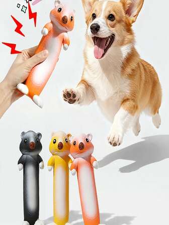 1 st elastisk latex pipande leksak för husdjur, söt lång utterformad tuggleksak för hundar, tandrengöring och tristesslindring för små medelstora hundar