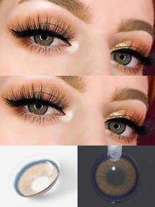 Lalens 1 副 Neala Brown 隐形眼镜（12 个月佩戴）直径 14.00 毫米 1 年一次性时尚彩色隐形眼镜，适合日常化妆，榛色镜片，适合小瞳孔美目，深色眼睛的彩色隐形眼镜，毕业生日假期夏季秋季 Y2K 时尚女性化妆化妆品派对海滩旅行露营户外学校校园旅行节日装饰礼物玫瑰女孩角色扮演最佳色彩魅力氛围万圣节服装角色扮演