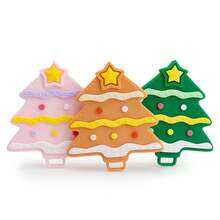 Mordedor de silicona hervida de grado alimenticio, forma navideña, juguete de dentición de silicona anti-mordida para bebés - Papá Noel está bronceado - Ver 3
