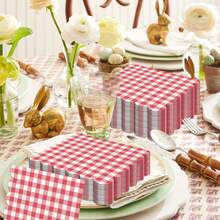 1包(50张/100张)红色条纹派对餐巾纸,三层柔软无香型,折叠后尺寸为5x5英寸,展开后尺寸为10x10英寸,适用于婚礼、新年、生日及其他派对,散装包装 - 紅白色 - 查看 4