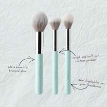 MX   Elegant Face Set Brochas de maquillaje para una mezcla precisa y sin costuras Productos de maquillaje para mejillas Vegano y libre de crueldad 3 piezas - como en la foto - Ver 2