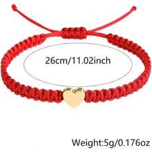 Handmade Red String Bracelet,14K Gold Plated Adjustable Braided Jewelry With Good Luck Amulet And Protection Meaning, Perfect To Couples, Sisters And Friends Christmas Gift Valentine's Day Gifts - 紅色-01 - 查看 4