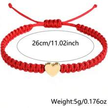 Handmade Red String Bracelet,14K Gold Plated Adjustable Braided Jewelry With Good Luck Amulet And Protection Meaning, Perfect To Couples, Sisters And Friends Christmas Gift Valentine's Day Gifts - 紅色-01 - 查看 9