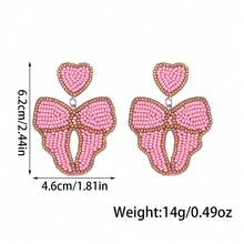 A Pair Handmade Rice Bead Pearl Bow Earrings - Vintage Gold Color Contrast, For Retro Babe Accessories, Party Gatherings, Music Festivals - Multicolor - View 7