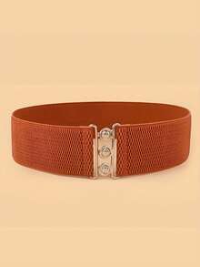 1/3pcs Metal Buckle Elastic Waist Belt, Waist Cincher For Dress - Multicolor - View 7