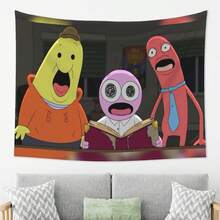 [JIT] This Smiling Friends Poster Features A Fashionable Striped Design. It Is A Decorative Tapestry In The Corner Of The Living Room, A Decorative Fabric On The Background Wall Of The Living Room Sofa, Suitable For Dormitory Renovation, A Hanging Fabric At The Bedside Of The Bedroom, With Striped Patterns. It Is A Gift For Valentine's Day To Express Your Feelings. It Is Simple And Elegant. - 彩色 - 查看 2