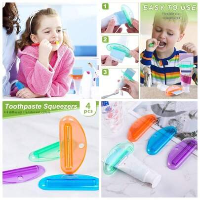 Toothpaste Tube Squeezer, 4PCS Toothpaste Squeezer Roller Bathroom, Home Use, Assorted Colors