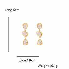 1对时尚多层不对称仿珍珠吊坠耳环，复古夸张几何不对称耳环 - 多層異形仿珍珠耳釘 - 查看 3