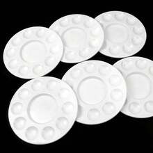 opeth 6pcs 11-Well Round Thick Plastic Palette, Injection Molded In One Piece Using New Material, Convenient For Mixing Paints And Portable - one-size - View 6