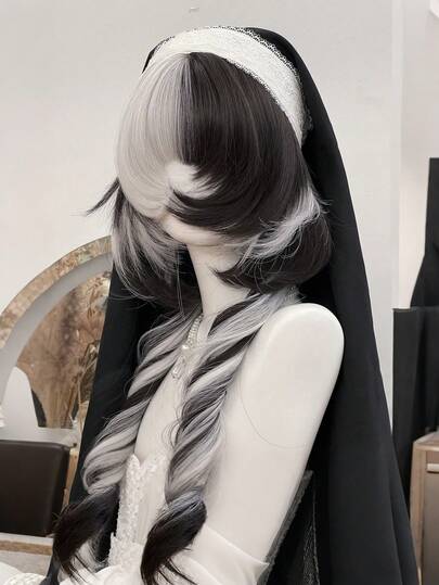 alicegarden 1 Piece Of Synthetic Heat-Resistant Curly Hair, Long Wig With Bangs, Woven Natural And Realistic Wig For Daily Use (Excluding Accessories)