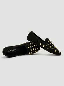 ADAMUMU New Women's High-End Fashion Comfortable Loafers, Reflective Shiny Metal Rivets, Lightweight Suitable For Spring, Summer, Autumn And Winter, Fashionable And Comfortable For Daily And Party Wear - Black - View 6