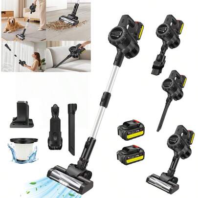 Vandise Cordless Vacuum 6 In 1, 130K RPM 45KPA For Carpet And Floor, 30/60 Min Runtime, LED Display, 2 Battery For Pet Hair Home Cleaning