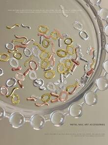 20pcs Punk Style Alloy Nail Art Decorations, Mixed Gold & Silver Hollow Asymmetrical Metal Studs, Minimalist Japanese Nail Accessories Nails - Multicolor - View 10