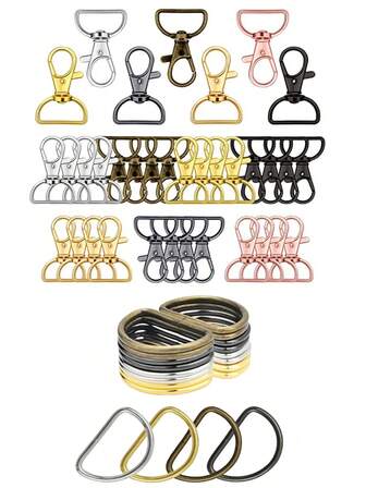 Rotatable Keychain, D-Ring Charm Keychain Set, Keychain Making Kit, Suitable For DIY Keychain, Keychain, Bag Pendant, Jewelry, Pendant For Jewelry Making, Suitable For Making Holiday Gifts, Valentine's Day Gifts, Back To School Season Gift Accessories