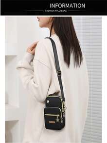 Women's Phone Pouch, Wristlet Pouch, Multifunctional Small Bag (Suitable For Women's Phones), Fashion Zipper Wallet, Casual Clutch, Multifunctional Phone Bag, Wristlet Pouch, Small Crossbody Bag, Multi-Zipper Metal Decor Phone Shoulder Bag, Portable Handbag, Arm Pouch, Linen Material Phone Bag - Multicolor - View 4